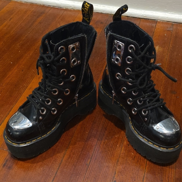 Dr. Martens Black Combat Boots with Silver Details - Picture 7 of 7